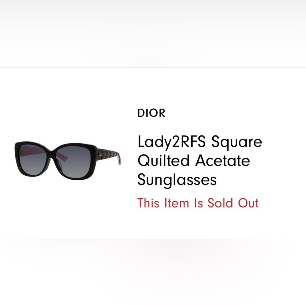 Lady Dior Black Square Quilted Acetate Sunglasses